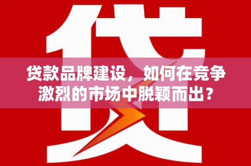 武侯贷款品牌建设，如何在竞争激烈的市场中脱颖而出？